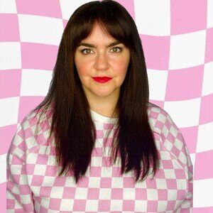 Soft comfortable pink and white checked sweatshirt